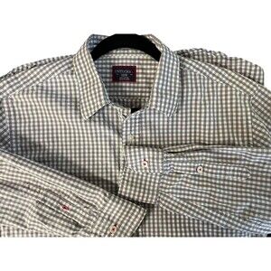 UNTUCKit Wrinkle-Free Slim‎ Fit Button Down Shirt Plaid Check Grey White Size  L